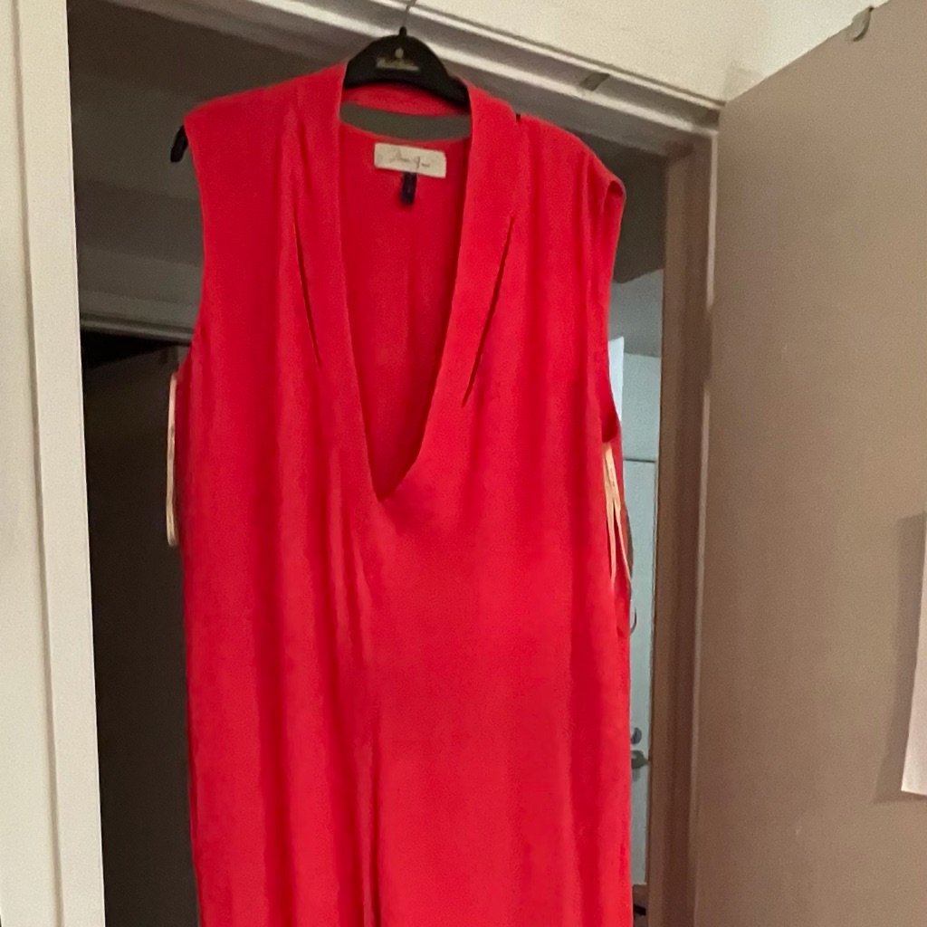 Plunge Neckline Deep V Coral Jumpsuit